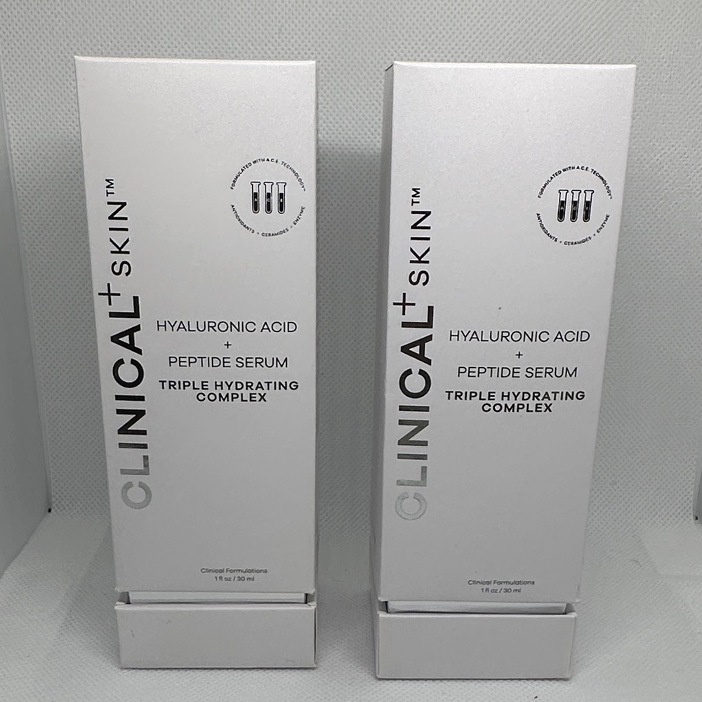 Clinical + Skin Hyaluronic Acid + Peptide Serum 1 fl oz (2 Pack) NIB Authentic